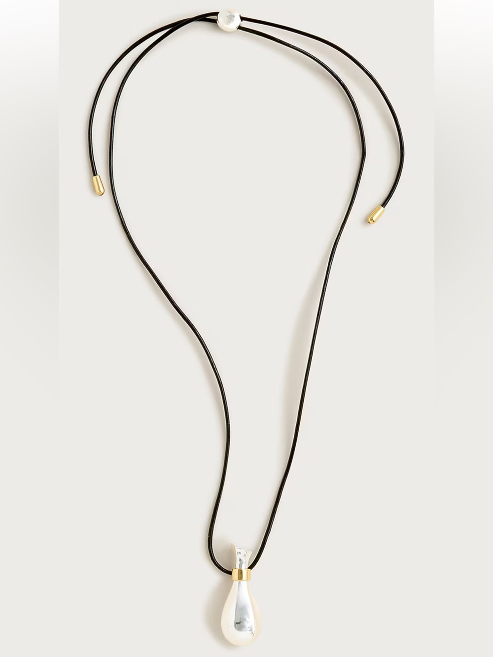 J. Crew - Metallic Pendant Necklace with Leather Cord - Picture 2 of 3